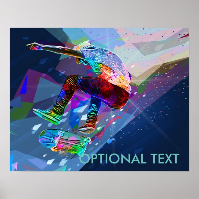 Toppen Crayon Färgad Silhouette Skateboarder Poster (Framsidan)