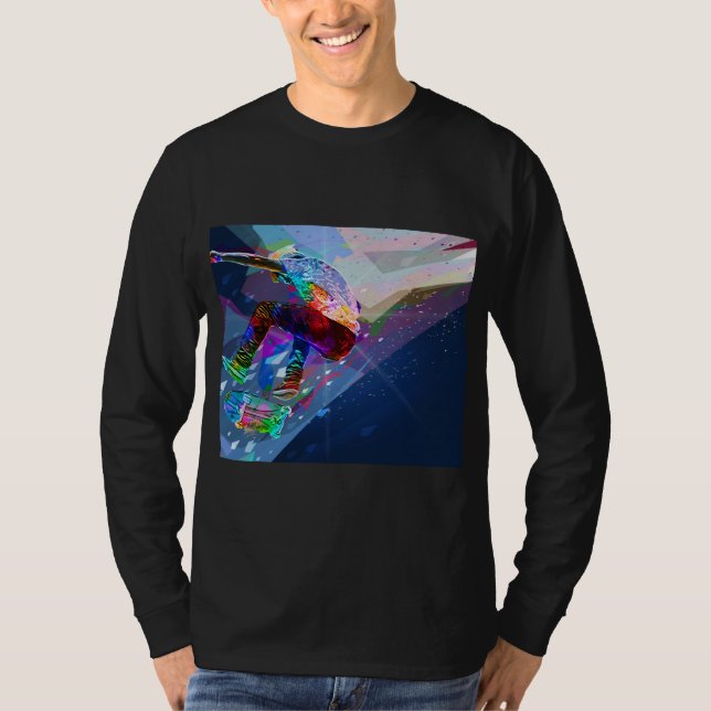 Toppen Crayon färgad SilhouetteSkateboarder Tee (Framsida)