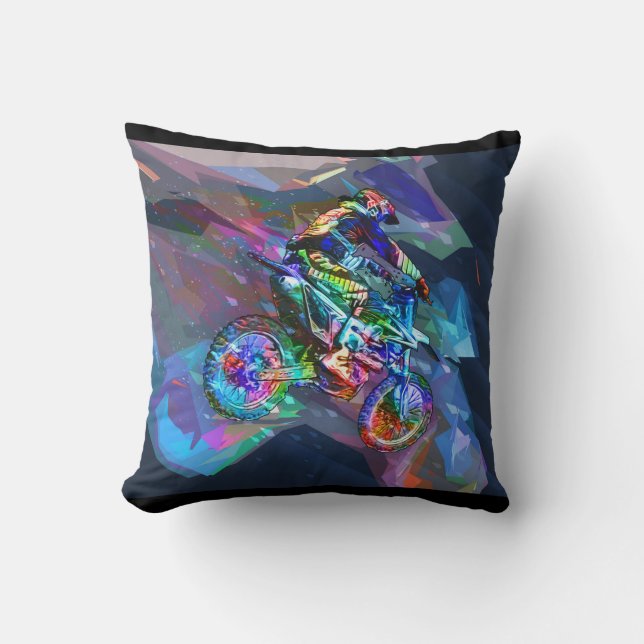 Toppen Crayon färgad sluttande smutscykel Kudde (Framsida)