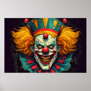 Toppen Creepy Carnival Clown Illustration Poster