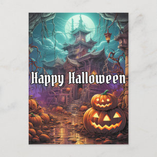Toppen Creepy Happy halloween Haunted House Vykort
