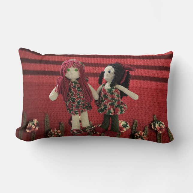Toppen Cute Amigurumi Best Friends Dolls Pillow! Lumbarkudde (Framsida)