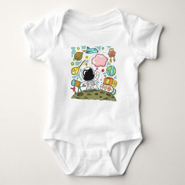 Toppen Cute Baby Astronaut Imagination Rymden T Shirt (Framsida)