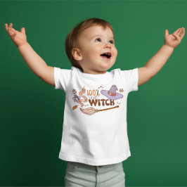 Toppen Cute baby Halloween "100 % den häxan" T Shirt
