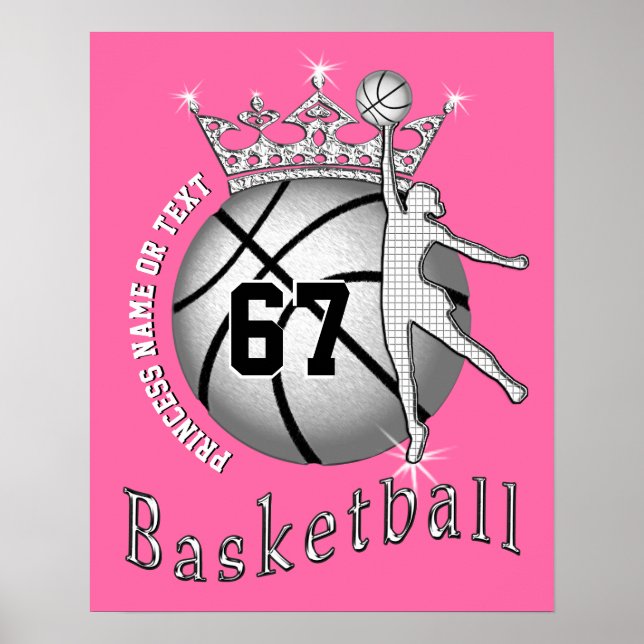 Toppen Cute Basketball Poster med Namn och nummer (Framsidan)