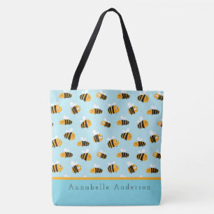 Toppen Cute Bee Mönster personalize Tote Bag Tygkasse