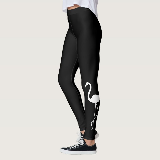 Toppen Cute Black & White Flamingo Leggings (Vänster)