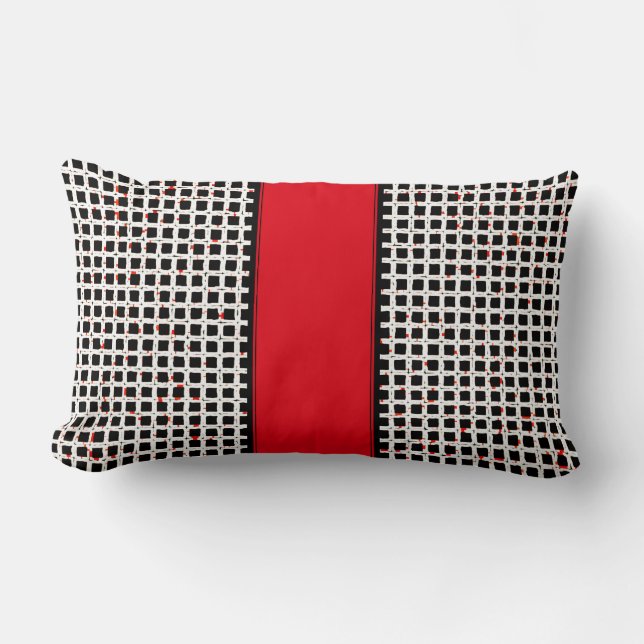 Toppen Cute Black White Red Mönster Chic Lumbarkudde (Framsida)
