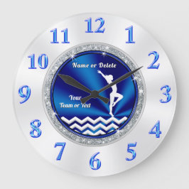 Toppen Cute Blue and White Gymnastics Clock Stor Klocka