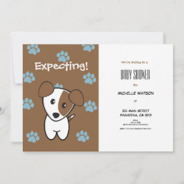 Toppen Cute Brown och Blue Terrier Baby Shower Inbjudningar