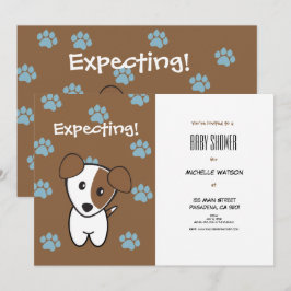 Toppen Cute Brown och Blue Terrier Baby Shower Inbjudningar