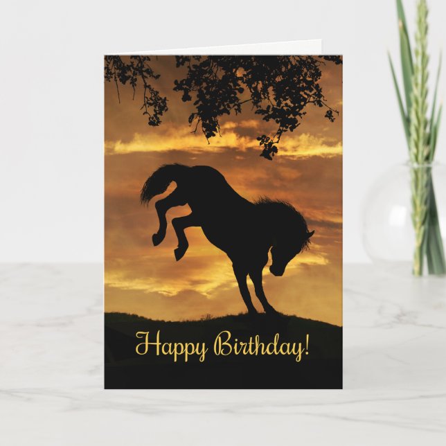 Toppen Cute Bucking Horse Birthday Card Kort (Framsida)