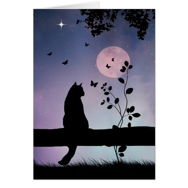 Toppen Cute Cat and Butterfly Thinking of You Card Hälsningskort (Framsidan)