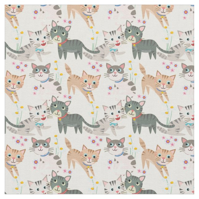 Toppen Cute Cat Fabric Tyg (Närbild)