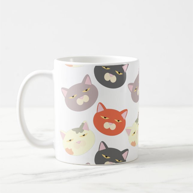 Toppen Cute Cat Head Tecknad Roligt Mönster Kaffemugg (Vänster)