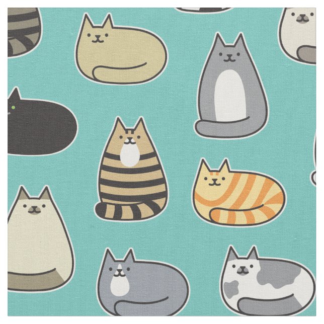 Toppen Cute Cat Mönster, välj Färg Tyg (Närbild)