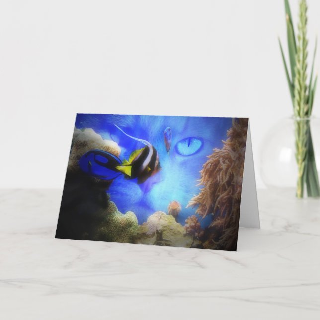 Toppen Cute Cat och Fish Birday Card Kort (Framsida)