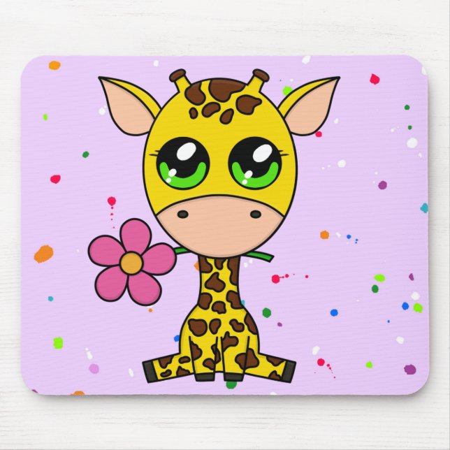 Toppen Cute Colorful "Giraffe" themed Mousepad Musmatta (Framsidan)