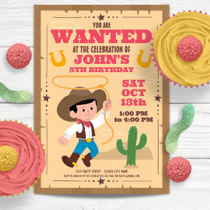 Toppen Cute Cowboy-Födelsedagsfest Inbjudningar
