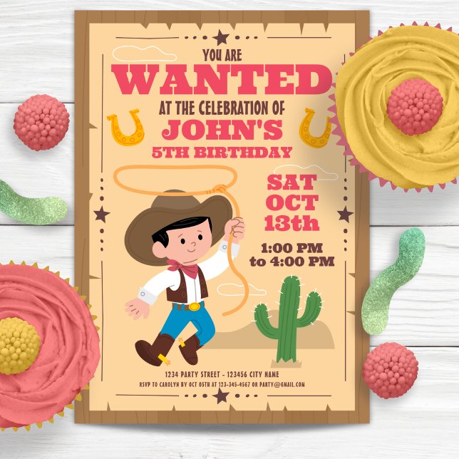 Toppen Cute Cowboy-Födelsedagsfest Inbjudningar (Super Cute Cowboy Birthday Party Invitation)