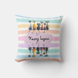 Toppen Cute Crazy Cat Namn Ram-design för detta Kudde