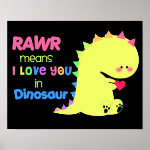 TOPPEN CUTE Dinosaur Poster BLACK RAWR liten