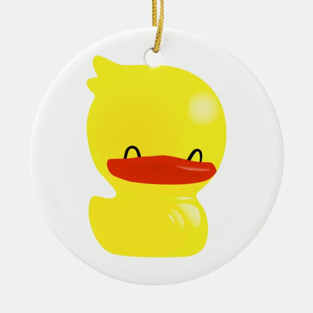 Toppen Cute Ducky Round Ornament (Framsidan)