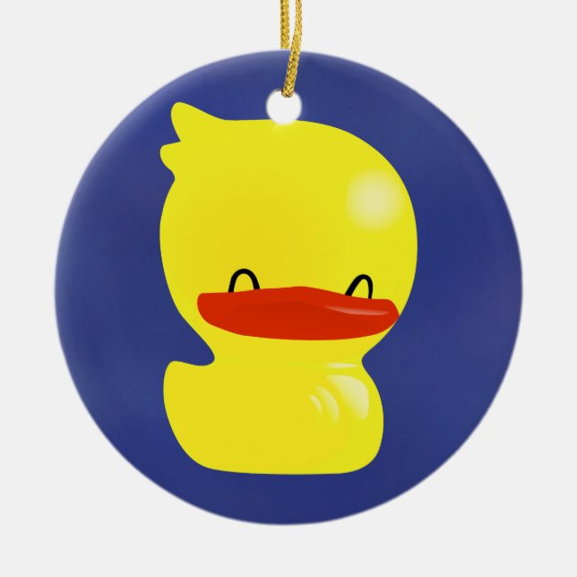 Toppen Cute Ducky Round Ornament (Framsidan)