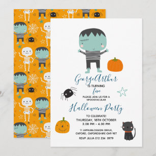 Toppen Cute Frankenstein boy Halloween Birthday In Inbjudningar