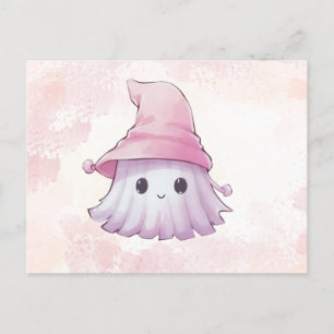 Toppen Cute Ghost Watercolor Halloween Helg Vykort