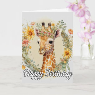 Toppen Cute Giraffe GRATTIS PÅ FÖDELSEDAGEN Kort
