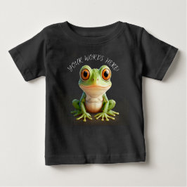 Toppen Cute Grönt Frog Tecknad Redigera text T Shirt