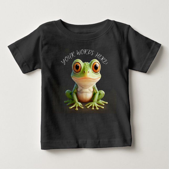 Toppen Cute Grönt Frog Tecknad Redigera text T Shirt (Framsida)
