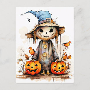 Toppen Cute Halloween-Fågelskrämma Vykort