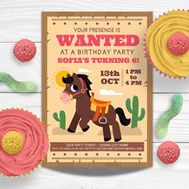 Toppen Cute Horse Födelsedagsfest Inbjudningar (Super Cute Horse Birthday Party Invitation)