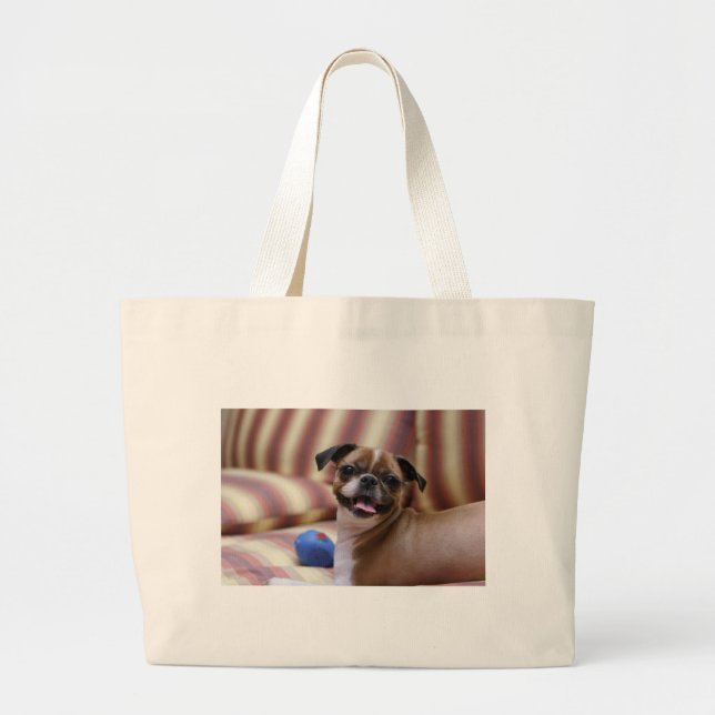 Toppen Cute hund med sin favorit boll Jumbo Tygkasse (Framsidan)
