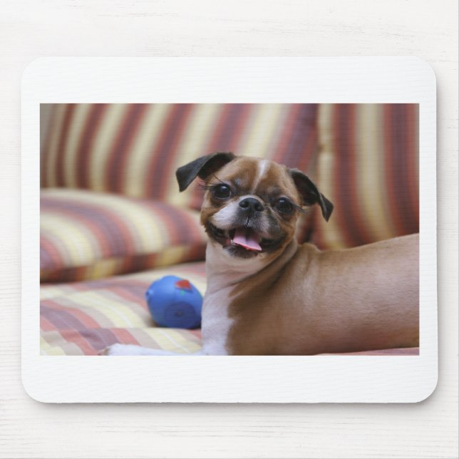 Toppen Cute hund med sin favorit boll Musmatta (Framsidan)