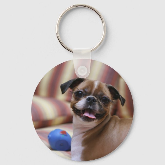 Toppen Cute hund med sin favorit boll Nyckelring (Framsida)