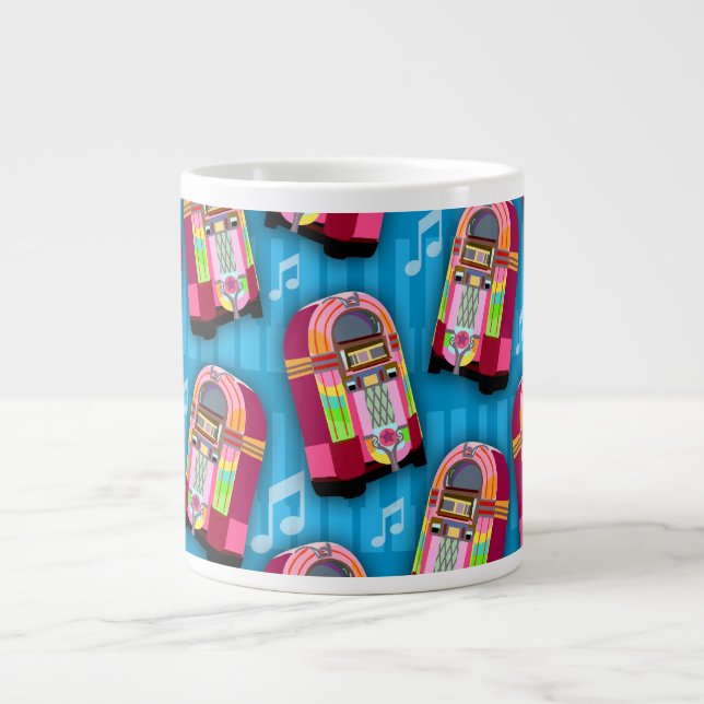 Toppen Cute Jukebox Time Roligt Mönster Art Jumbo Mugg (Framsidan)