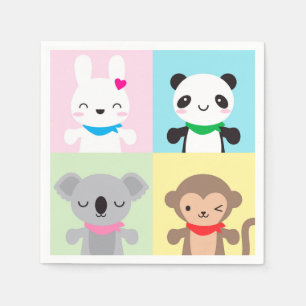 Toppen Cute Kawaii Animal Mascots Pappersservett