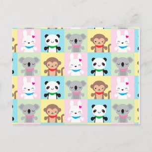 Toppen Cute Kawaii Animal Mascots Vykort