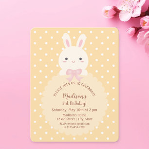 Toppen Cute Kawaii Rabbit Barns födelsedag Inbjudningar
