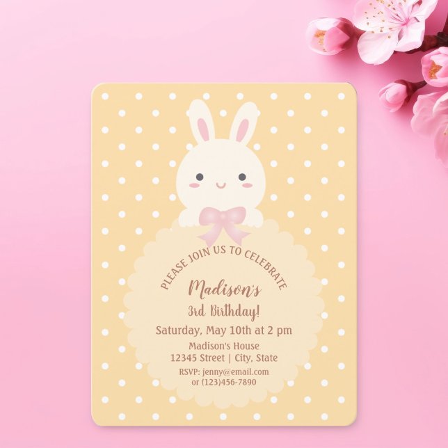 Toppen Cute Kawaii Rabbit Barns födelsedag Inbjudningar (Skapare uppladdad)