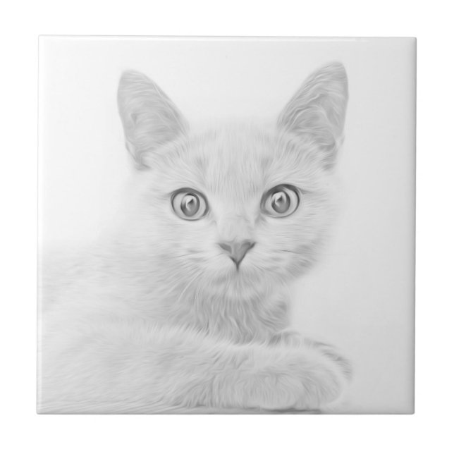 TOPPEN CUTE Kitten Porträtt Kakelplatta (Framsidan)