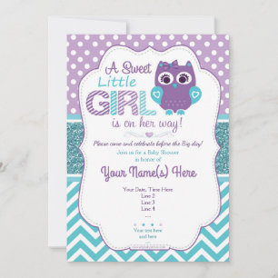 Toppen Cute Lila Teal Uggla inbjudan Babykläder
