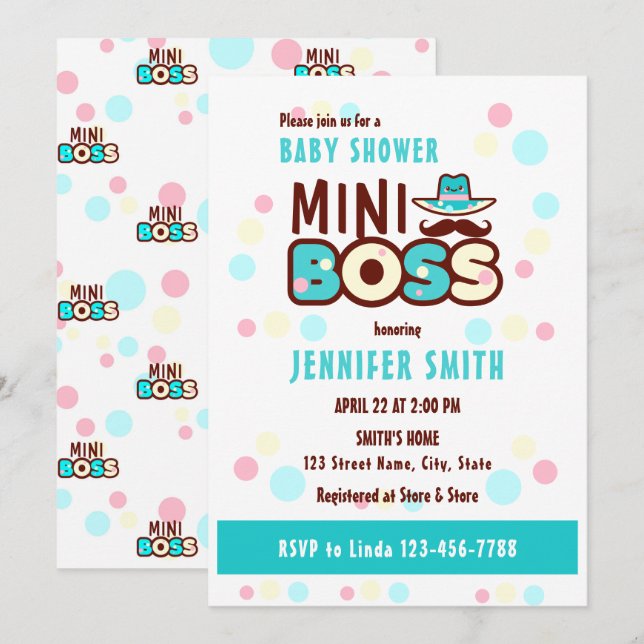 Toppen Cute Mini Chef Pojke Shower Inbjudningar (Fram/baksida)