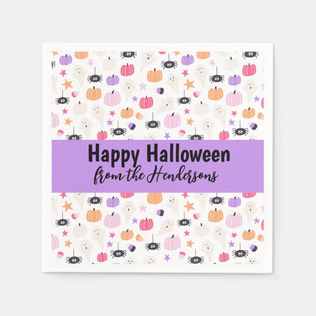 Toppen Cute Modern lila pumpkin Halloween Pappersservett (Framsidan)