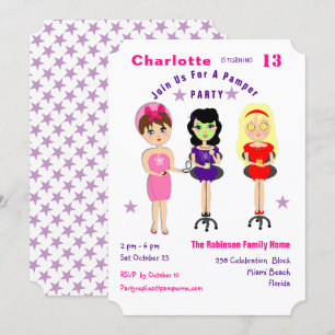 Toppen Cute Pamper Party Girls Birthday Inbjudan