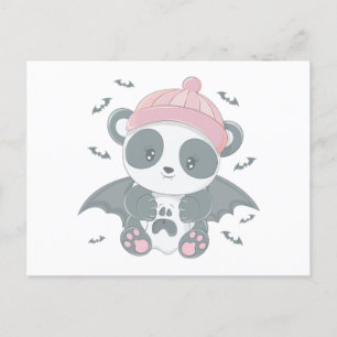 Toppen Cute Panda Vampire och Fladdermus Halloween Helg Vykort