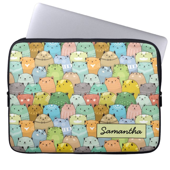 Toppen Cute Personlig Cat Laptop Fodral (Framsidan)